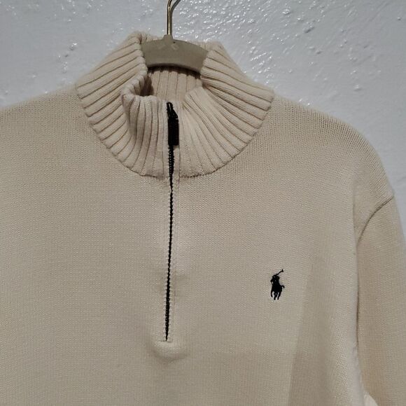 Ralph Lauren Quarter Zip Sweater in Cream Size L - Picture 3 of 8
